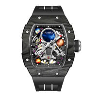 Haofa Automatic Mechanical Mens Watch 3D Interstellar Hollow Watch Carbon Fiber Sapphire Waterproof Luminous Casual Watch 1971