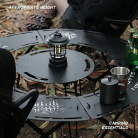 Portable Aluminum Alloy Folding Camping Table, Detachable Round Hearth Table, Nature Hike Tourist Supplies, Outdoor