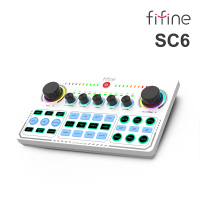 【FIFINE】藍牙音訊混音器USB直播聲卡 白色(SC6)