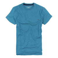 美國百分百【Tommy Hilfiger】T恤 TH 男 圓領 T-shirt 短袖 短T 湖水綠 素面 素T XS號 F035