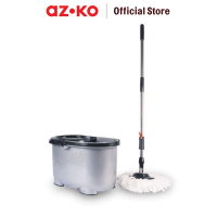 AZKO Tatay Set Alat Pel Putar Dengan Ember - Abu Abu Set Peras Mop Mop Tools Alat Bersih Lantai Wada