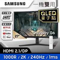 SAMSUNG S27BG650EC 27型 Odyssey G6 2K 曲面智慧聯網電競螢幕