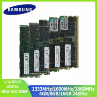 1/4/8PCS Samsung Server Memoria DDR3L REG ECC RAM Server Memory 16GB 8GB 4GB RAM 1866 1600 1333MHz PC3L-12800R Registered Memory
