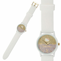 小禮堂 Hello Kitty 矽膠錶帶腕錶手錶 休閒手錶 淑女錶 透明盒裝 (白 亮粉)