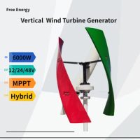 6000W Wind Turbine 12v 24v 48v Vertical Axies Wind Generator Small Windmill Free Energy With MPPT Solar Controller Inverter