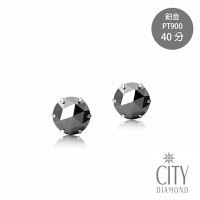 【City Diamond 引雅】日本天然黑鑽石40分鉑金耳環(東京Yuki系列)