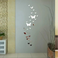 Stickers 12pcs/set Modern 3D Mirror Acrylic Butterfly Home Decoration DIY Art Wall Stickers