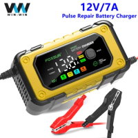12V 7A Car Motorcycle Battery Charger AGM Lead-Acid Automatic Repair for Car Motorcycle Lawn Mower Boat RV SUV ATV Lead Acid