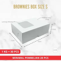 BROWNIES BOX PUTIH, Kemasan Makanan, Packaging Makanan, Dus Makanan, Dus Snack, Dus Kue, Box Kue Bro