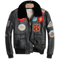 2023 Real Genuine Cowhide Leather Jacket Men Bomber American Pilot Jacket Male Air Force Flight Jacket Coat Winter Plus Size 5XL