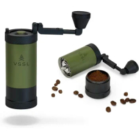 VSSL Java Coffee Grinder, Manual Coffee Grinder with Stainless Steel Conical Burr for Camping &amp; Travel, Fine to Course Grind