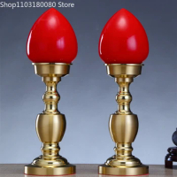 1 pair Brass LED candle wave lamps Worship Buddha lamps God of Wealth lamp candles Large size