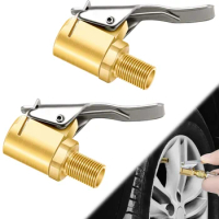Car Tire Air Chuck Inflator nozzle Pump Valve Connector Clip-on Adapter Brass Locking 8mm Tire Wheel Valve For Inflatable Pump