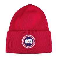 CANADA GOOSE 北極圈地形圓標LOGO純羊毛毛帽(紅)