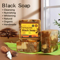 African black soap Raw Black body cleansing shower soap black handmade soap