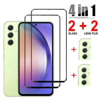 4in1 Tempered glass For Samsung Galaxy A54 A34 A14 A53 5G Lens Film For Samsung A12 A13 A32 4G A52s A52 A33 Screen Protetor