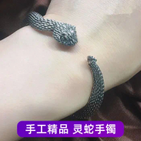 Vintage Silver Color Snake Bangle Bracelet for Motorcycle Party Punk Domineering Women Men' Bangle Cool Hip Hop Jewelry Gifts