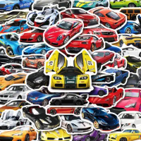 50pcs Cool Car Sticker, Racing Car Sticker and Decals for Kids, Phone Case, Guitar, Scooter, Laptop, Kettle Decoration Stickers