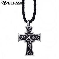 Celtic Knot Cross Silver Tone Mens Pewter Pendant with 24" Necklace LP261