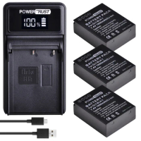 PowerTrust 3pcs BLH-1 BLH1 BLH 1 Camera Battery akku+LED USB Charger for Olympus E-M1 Mark II EM1-2 EM1 Mark Camera