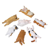 Simulation Puppy Pug Siberian Husky Corgi Dog Cat Kitten Figurines Animal Model Home Car Desktop Decoration Dolls for Kids Toys