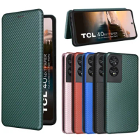 For TCL 40 NxtPaper 4G Case Luxury Flip Carbon Fiber Skin Magnetic Adsorption Protective Case For TCL 40 NxtPaper Phone Bags