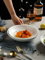 高級感深盤菜盤碟子家用創意圓盤中餐盤子陶瓷湯盤蔬菜沙拉盤