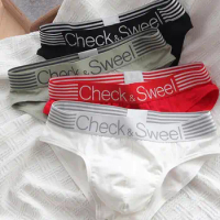 Trendy Men Undergarments Breathable Men's Triangle Underwear Solid Color Letter Print Loose Fit Ideal for Daily Wear Sleep