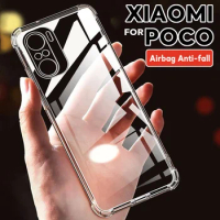 Luxury Shockproof Silicone Clear Phone Case For Xiaomi Poco M6 X6 X5 X3 F5 Pro C65 F3 F4 GT Protection Case Back Cover