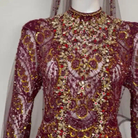 Kebaya Maroon LD 105 ngekor bahan santily