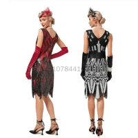 2023 Hot Sale Sexy Dress Vintage 1920s Flapper Sequins V-Neck Dress Great Gatsby Costume Cocktail Party Charleston Dress