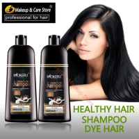 Mokeru 500ml Natural Organic Coconut Oil Essence Black Hair Dye Shampoo Covering Gray Hair Permanent Hair Color Dye Shampoo