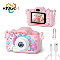 Unicorn Kids Toy Cameras 1080P HD Video Camera 48MP Dual Camera With Silicone Cover 32GB Card Boy Gi