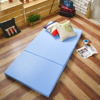 台灣製 單人8公分吸濕透氣蜂巢式三折床墊組-藍