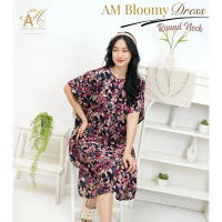 AM Blossom Floral Loose Dress – Dress Bunga Wanita Longgar Leher Bulat