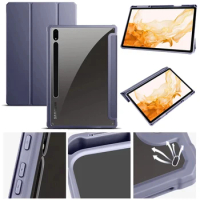 Case for Samsung Tab S8 Ultra SM X900 14 6 Tablet Case Clear Back Flip Book Cover for Galaxy Tab S8 Ultra Case with Pen Holder