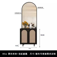 法式入戶玄關櫃進門中古風屏風隔間客廳藤編玻璃收納鞋櫃一體定制