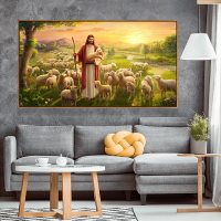 客廳牧羊圖十字架裝飾畫圣耶穌掛畫像天主基督教堂餐廳臥室壁畫