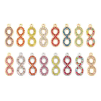 DoreenBeads 304 Stainless Steel Charms Infinity Symbol Silver Color Clear Rhinestone 26mm x 10mm, 2 PCs