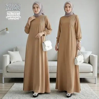 Salwa Abaya Swarovski Dress Wanita Rayon Twill Premium Gamis Terbaru Lengan Panjang Baju LD 110 Cm S