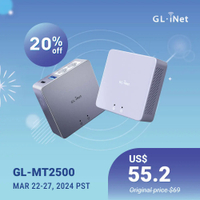 Gl-inet (Brume 2) GL-MT2500/mt2500a cổng bảo mật VPN mini cho văn phòng tại nhà và công việc từ xa, 