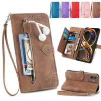 Zipper Case For Asus ZenFone 9 8 ZS590KS 10 Z Flip Luxury Leather Wallet Book Card Holder Cover On ROG Phone 6 ROG6 Phone Bags