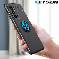 KEYSION Shockproof Case for OnePlus 9RT 5G 9R Soft Silicone Magnetic Ring Stand Phone Back Cover for Oneplus 9 9 Pro 1+ 9rt 9r