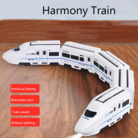 Christmas Gift Children's Electric Toy Train Sound, Light and Music Universal Driving Simulation Harmony EMU High-speed Rail