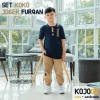 Set Koko Celana Jogger Anak Laki Laki Muslim Setelan Koko Jogger Furqon Baju - Hoofla Branded L Navy