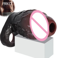FRKO Black Big Cock Sheath Penis Sleeve Dildo Enlargement Realistic Soft Silicone Sex Toys For Men Adult Supplies Sexshop