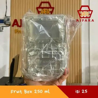 Wadah Buah Fruit Box Clear Premium 500 ml & 250 ml - Plastik Mika Transparan Food Grade 250 ml isi 2