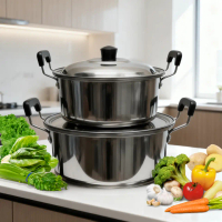 [พร้อมส่ง] Stainless Steel Pot, 2-Handle Pot with Lid, Suitable for a Variety of Cooking Application