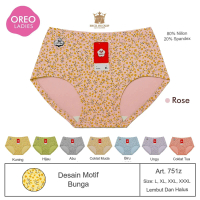 Cd Oreo Art 751z (Promo 3Pc,6pc,12pc) Celana Dalam Cewek Motif Bunga Cutting Maxi Nillon Spandex Lem