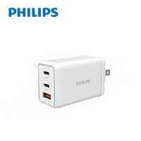 【Philips 飛利浦】65W GaN氮化鎵 typeC/USB三孔 PD 充電器-DLP6341C